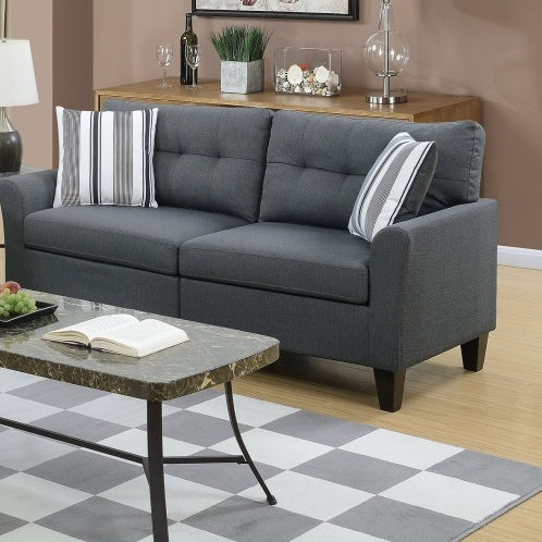 Living Room Furniture 2pc Sofa Set Sofa And Loveseat Charcoal Glossy Polyfiber Plywood Solid Pine