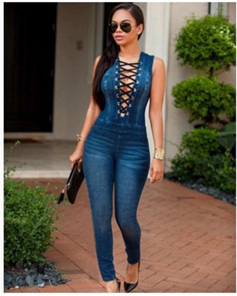 Slim fit and thin breasted eyelet jumpsuit