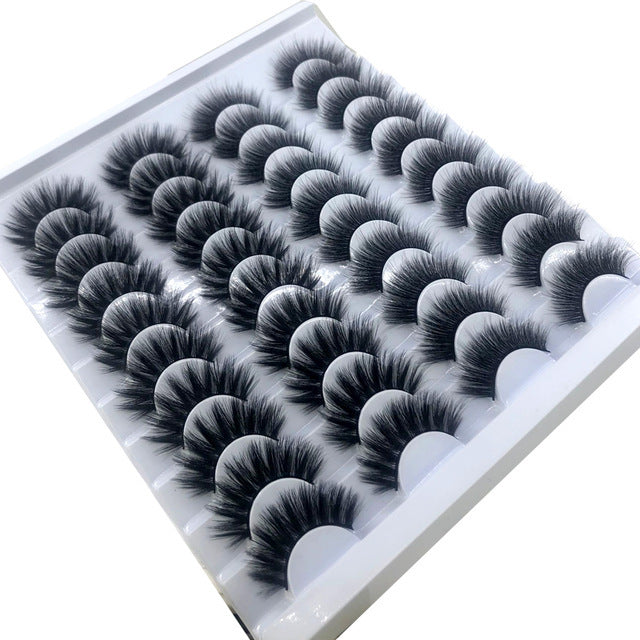 NEW 20 Pairs 8-25mm Fake Eyelashes 100 Mink Eyelashes Mink