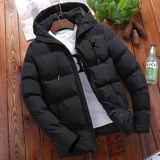 Hot selling new men's trend casual fashion comfortable warm parka winter coat printed hooded windproof cotton jacket