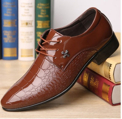 Shiny Lace-Up Single Shoes Fashion Dress Shoes