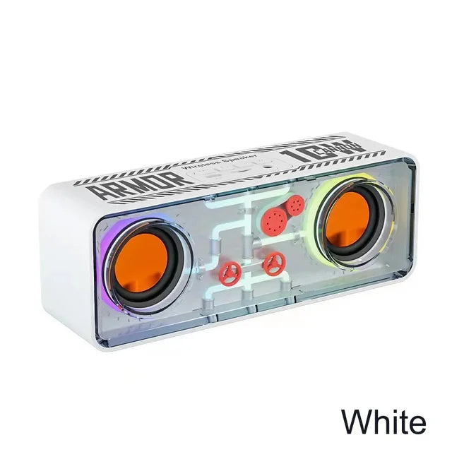 Bass Vibro-sound PUNK Style Dual Speakers Transparent Mechanical Wireless Bluetooth Speakers