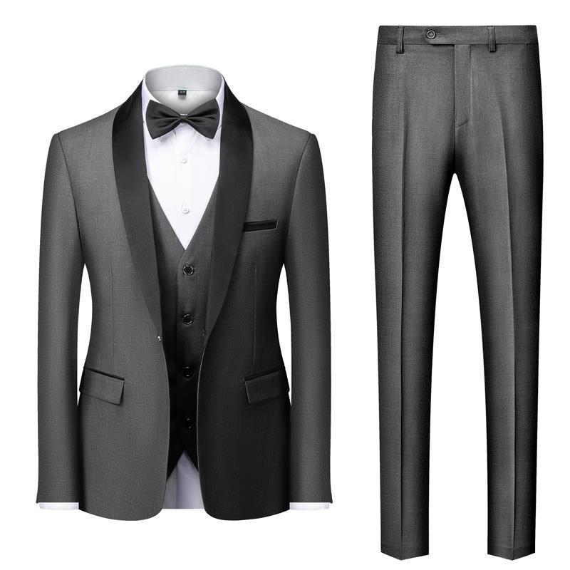 Men's Suit Set Green Fruit Collar Stage Suit Dress Host Performance Bridegroom Best Man Three-piece Suit