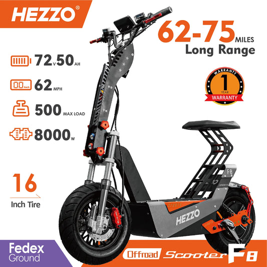 ﻿ 72v 8000W Foldable Electric Scooter for Adults Teens Lithium battery  50ah Long Range E-scooter HYDRAULIC OIL BRAKES With Seat