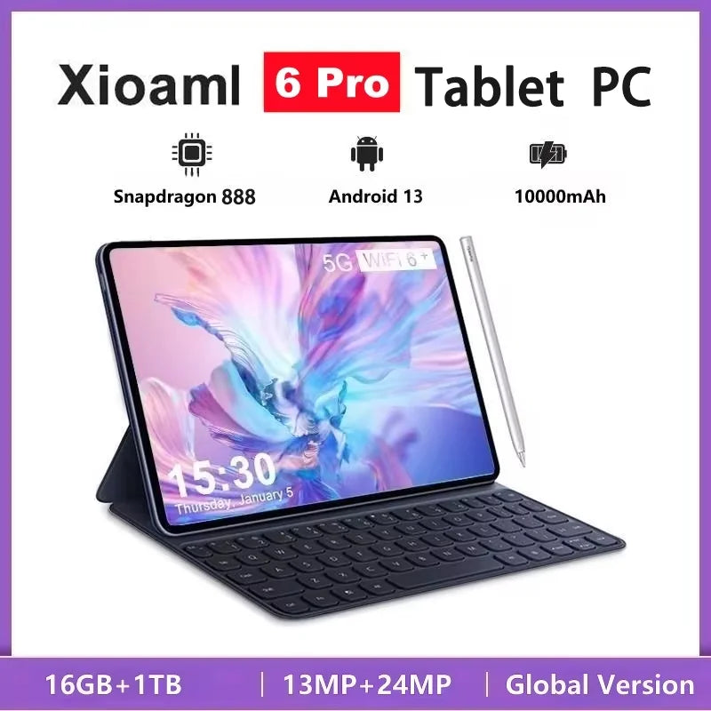 2024 NEW Pad 6/Pad P70 Pura Pro Android Tablet PC Android 5G Dual SIM Phone Call GPS Bluetooth WiFi Google Tablette PC Mi Tab