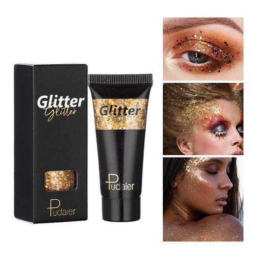 Makeup Pudaier monochrome glitter eyeshadow stage makeup face body glitter 12 color liquid eyeshadow