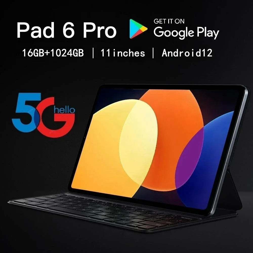 2024 NEW Pad 6/Pad P70 Pura Pro Android Tablet PC Android 5G Dual SIM Phone Call GPS Bluetooth WiFi Google Tablette PC Mi Tab