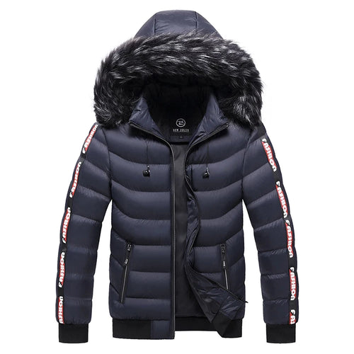 EAEOVNI Winter Jacket Men Fur Collar Warm Thick Parka Male Outerwear