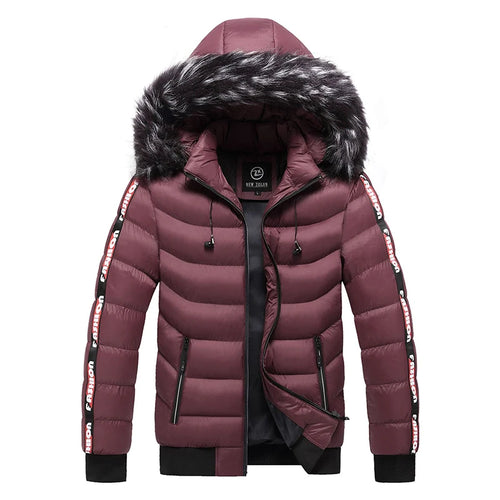 EAEOVNI Winter Jacket Men Fur Collar Warm Thick Parka Male Outerwear