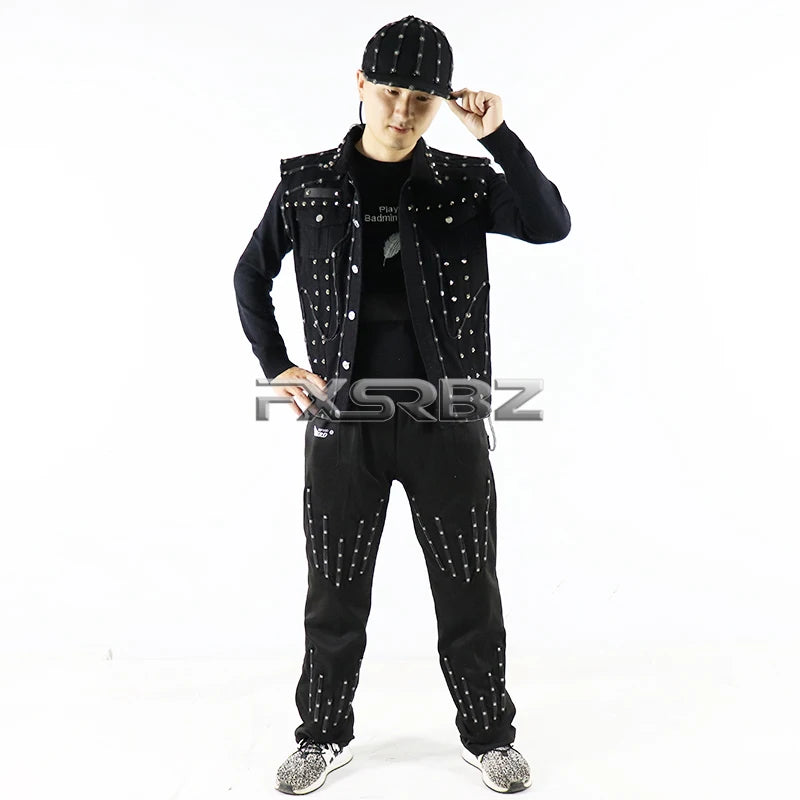 Full Color LED Costume Men's Bar Hosting Luminous Clothing Hat Pants Tron Suit Melbourne Shuffle Dance Light Up Jacket