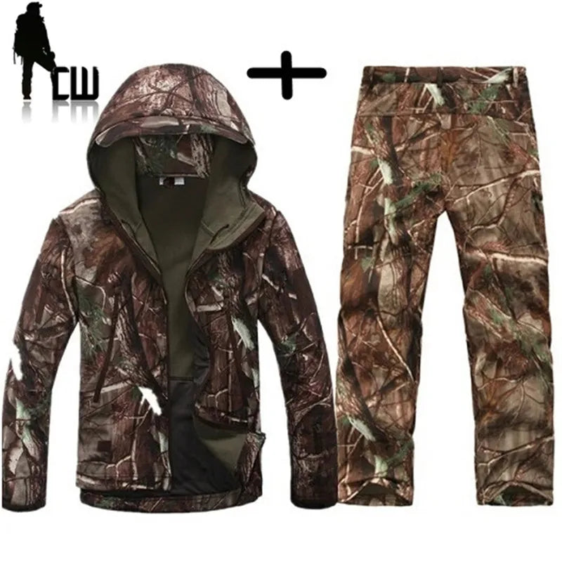 TAD Gear Tactical Softshell Camouflage Jacket Set Men Camping