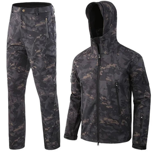 TAD Gear Tactical Softshell Camouflage Jacket Set Men Camping