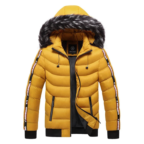 EAEOVNI Winter Jacket Men Fur Collar Warm Thick Parka Male Outerwear