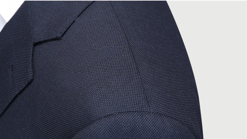 Free shipping Custom Made high quality Wool navy bird‘s eye fabric Suit Men's Three Piece Suit (Jacket+ Pant+Vest)