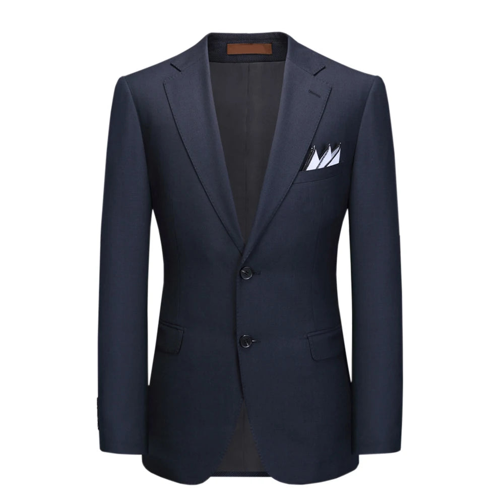 Free shipping Custom Made high quality Wool navy bird‘s eye fabric Suit Men's Three Piece Suit (Jacket+ Pant+Vest)