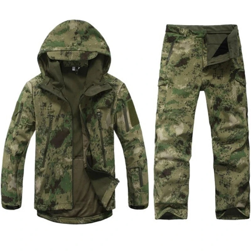 TAD Gear Tactical Softshell Camouflage Jacket Set Men Camping