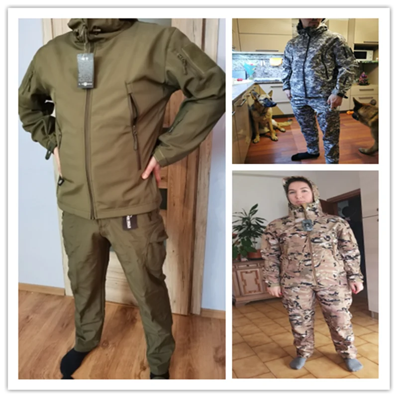 TAD Gear Tactical Softshell Camouflage Jacket Set Men Camping