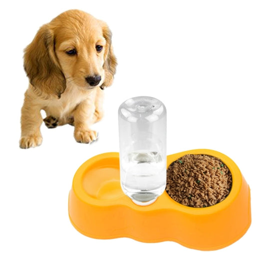 Dog Cat Food Dish + Drinking Water Double Bowls with Automatic Water