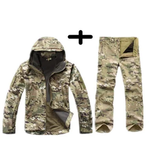 TAD Gear Tactical Softshell Camouflage Jacket Set Men Camping