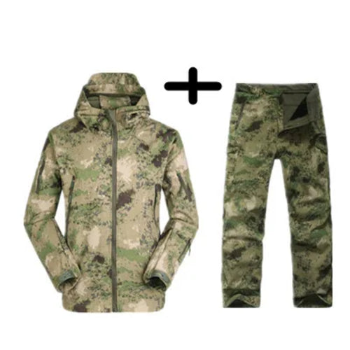 TAD Gear Tactical Softshell Camouflage Jacket Set Men Camping