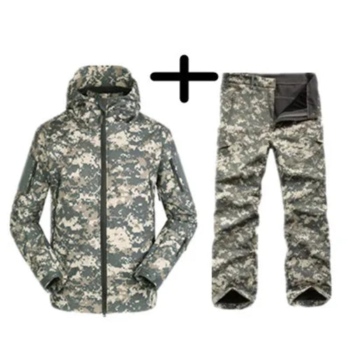 TAD Gear Tactical Softshell Camouflage Jacket Set Men Camping