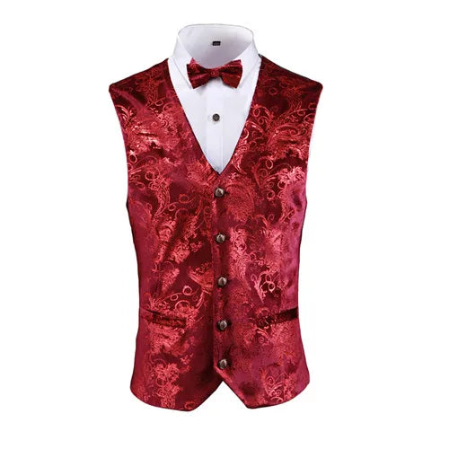 Gold Steampunk Sleeveless Vest Coat Men's, Single Breasted V Neck