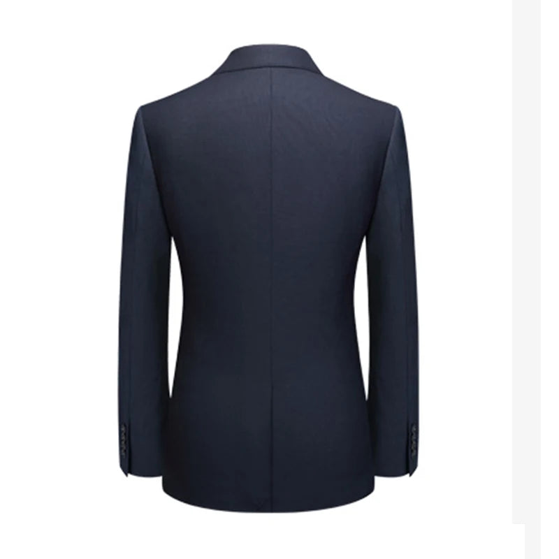 Free shipping Custom Made high quality Wool navy bird‘s eye fabric Suit Men's Three Piece Suit (Jacket+ Pant+Vest)