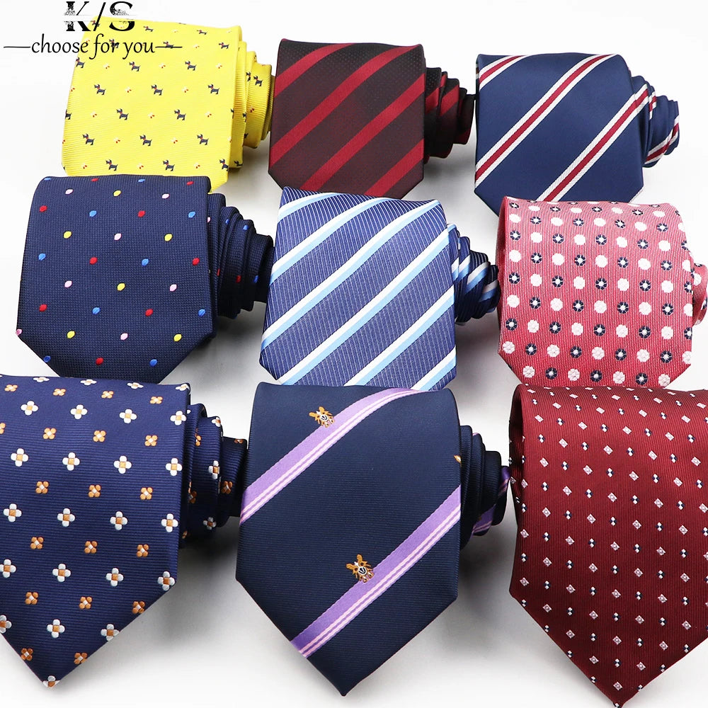 Fashion Men's Tie Casual Stripe Necktie Business Wedding Party Dress Wear 8cm Boy Birthday Gift Daily Cartoon Cute Yellow Ties