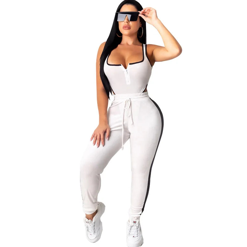 Sexy Two Piece Set Tracksuit Women Velvet Bodysuit Top and Pant Fall Winter Outfits Clothing 2 Piece Club Outfits Matching Sets