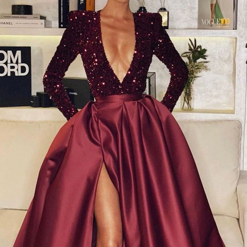 Women Sexy Party Evening Dress New Fashion Women's Sequin Sexy Party Evening Dress