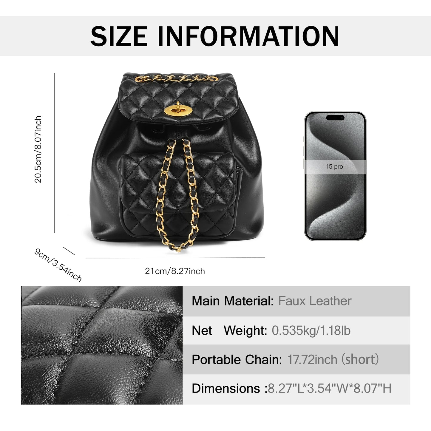 TOUTOU Women Backpack for Cosmetics Makeup Bag Black Luxury Branded Quilted Women's Bags Versatile and Spacious Drawstring Bag