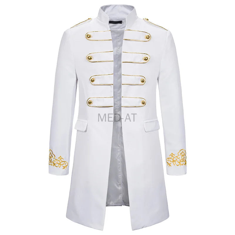 Medieval Men Military Blazer Party Uniforms Vestido Knight Prince Punk