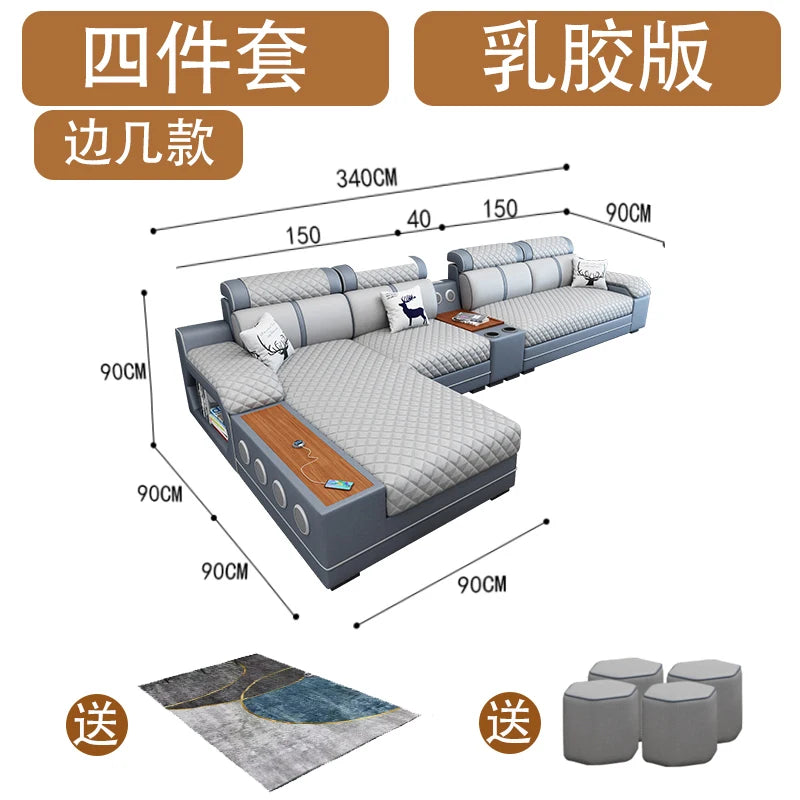 Washless technology cloth latex modern simple size apartment living room corner cloth sofa combination can be disassembled and w