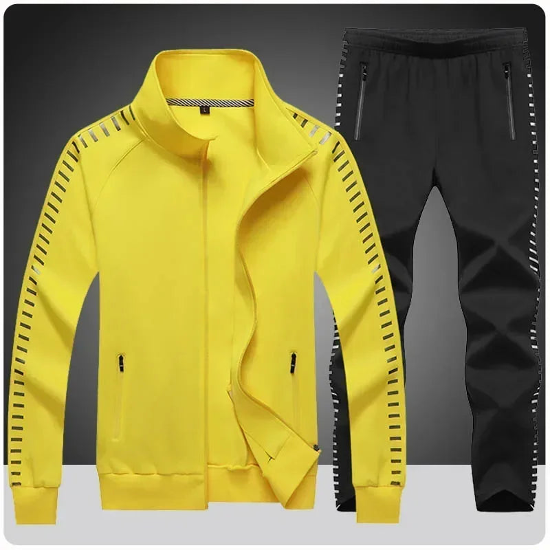 Men's Casual Tracksuits Long Sleeve Gym Jogging Running Suits Sweatsuit Sets Track Jackets + Pants 2 Piece Basketball Sportsuits