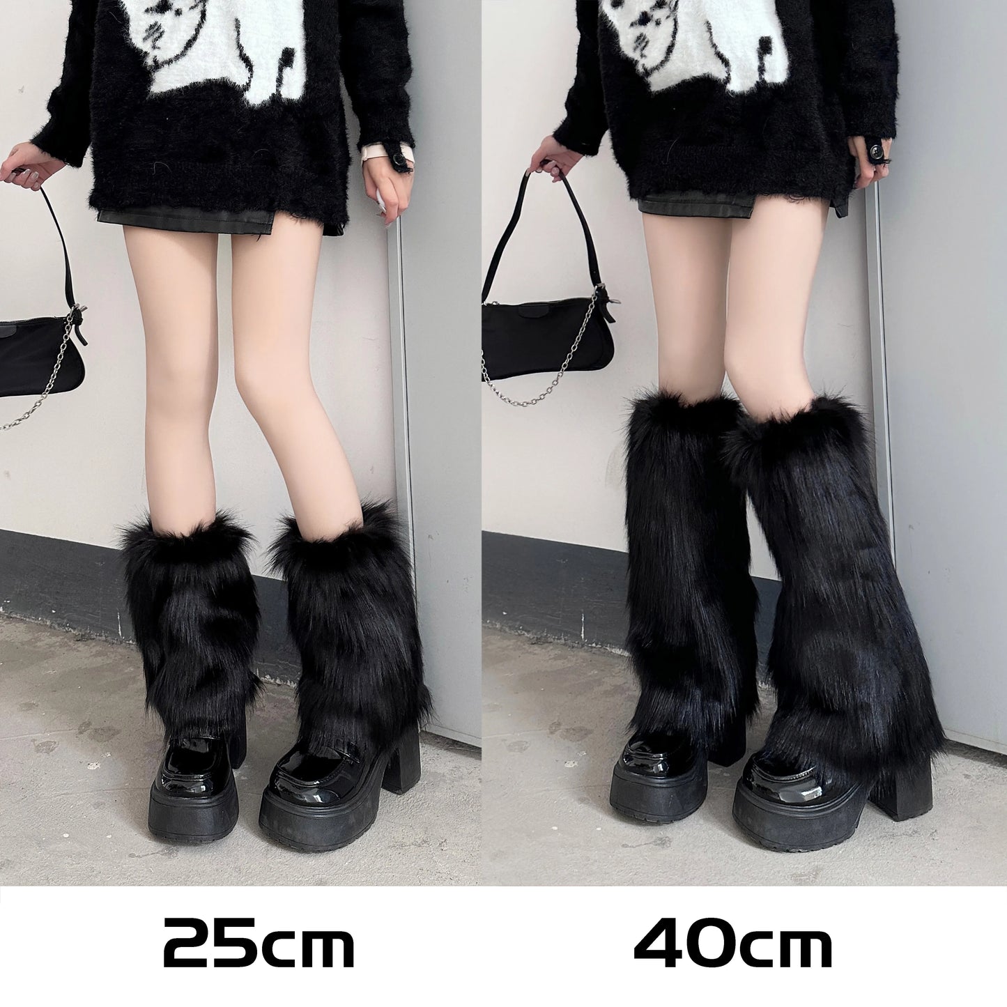 1/2pcs Furry Leg Warmers Y2K Goth White Faux Fur Leg Warmers Boot Covers Lady Cute Jk Knee-length Hipster Warm Sock Trendy Socks