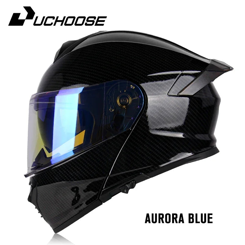 Uchoose DOT Approved Full Face Helmets Crash Motorbike Protective Gear Men Women Flip Up Helmet Motorcycle Double Sun Visor