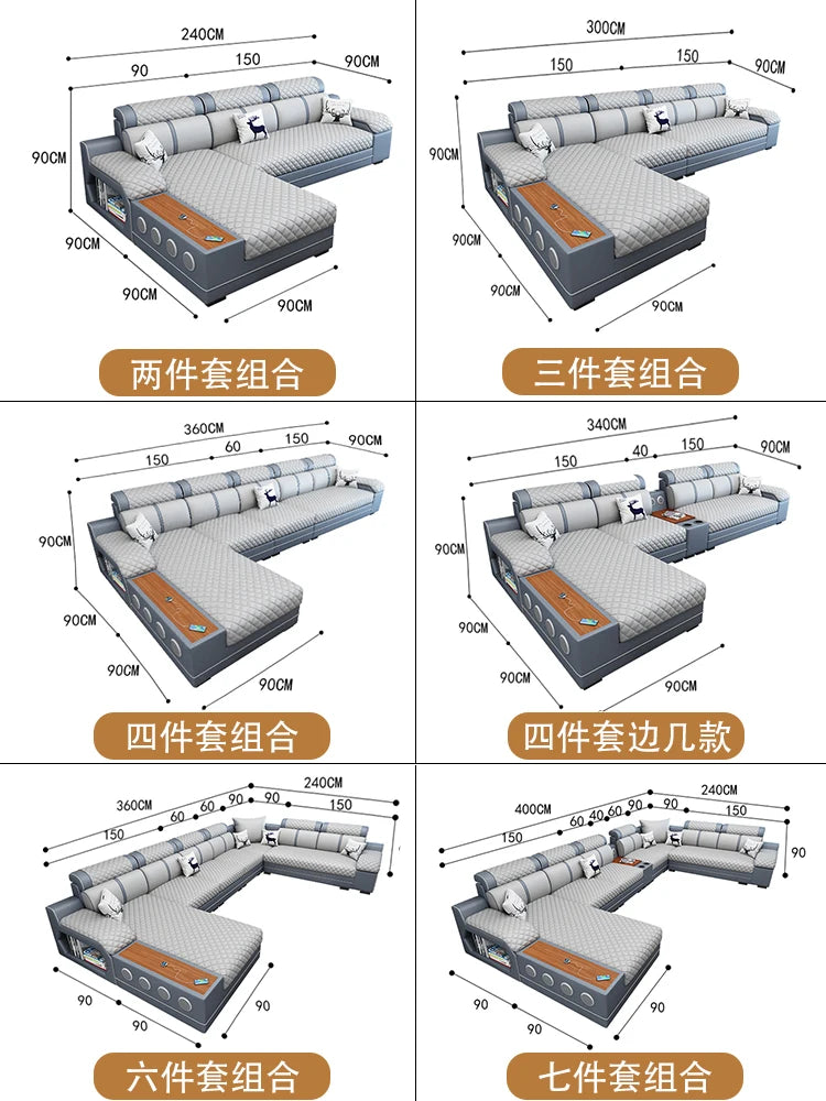 Washless technology cloth latex modern simple size apartment living room corner cloth sofa combination can be disassembled and w