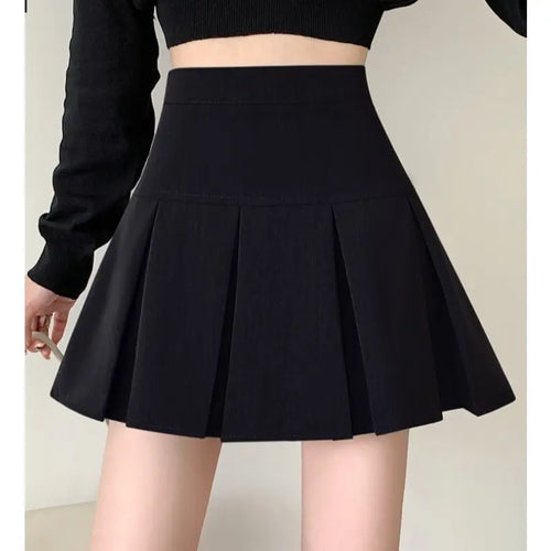 2024 Summer New Women Slim Solid Color Pleated Short Skirt College