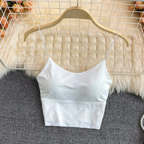 1PC Women Summer Sleeveless Cotton Bustier with Pads Soft Elastic