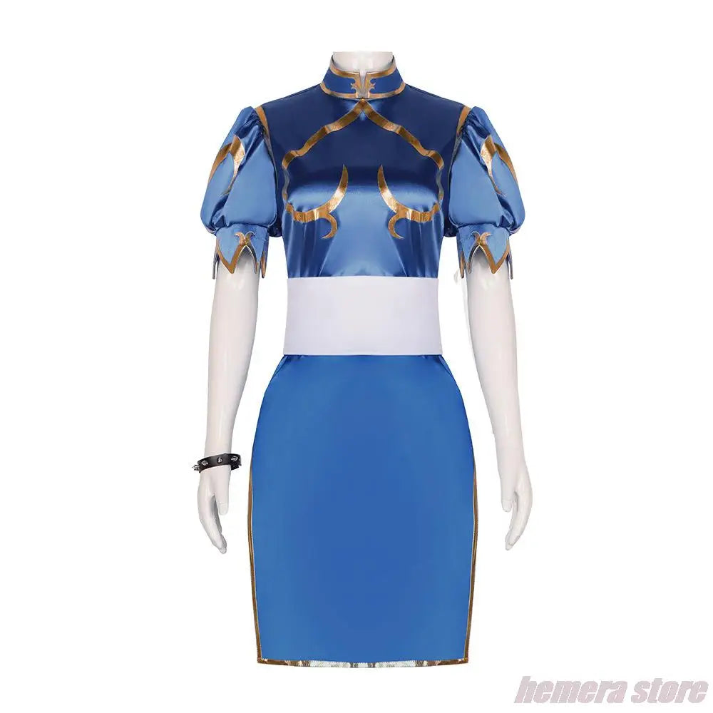 Anime Chun-Li Street Fighter Cosplay Cheongsam Dress Sets Adult Women Cute Halloween Carnival Party Show Costumes