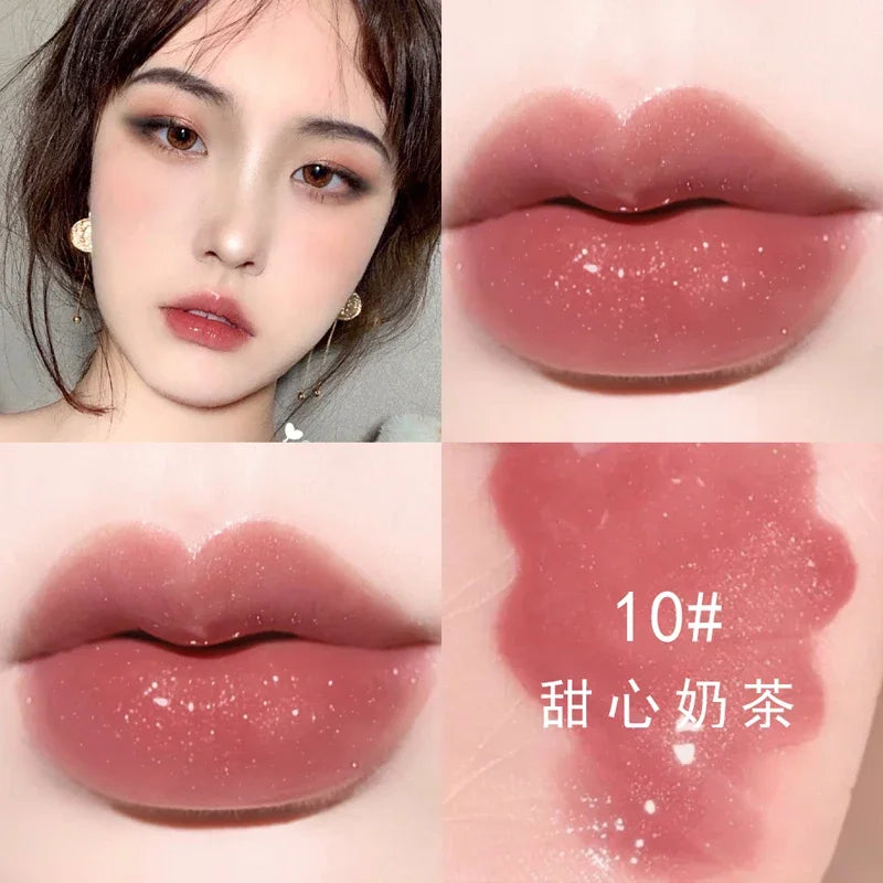 14 Colors Glitter Lip Gloss Moisturizing Non Sticky Cup Jelly Liquid Lipstick Lasting Sexy Cherry Red Pink Lip Tint Lips Makeup