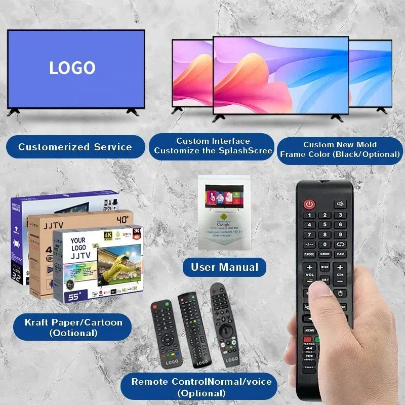 Wholesale Price Normal Tv Accept Custom Logo OEM Android Television 4K Smart Tv 50 55 65 75 85 Inch Unbreakable Led Tv