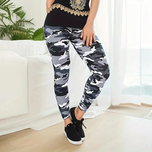 Camouflage Printed White Gray Sexy Women's Leggings Sports Jacket