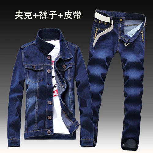 2022  Autumn New Mens Denim Jacket Jeans Pants Slim Fit Pencil Pant