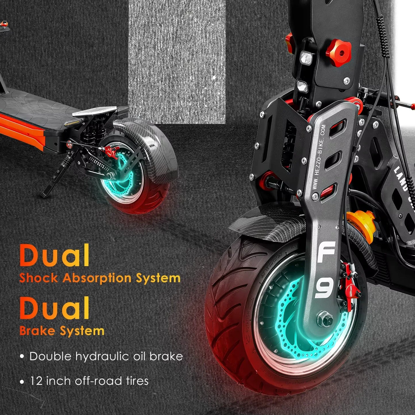 8000W dual drive with multifunctional control display screen, NFC shock absorber, 12 inch road tires, off-road electric scooter