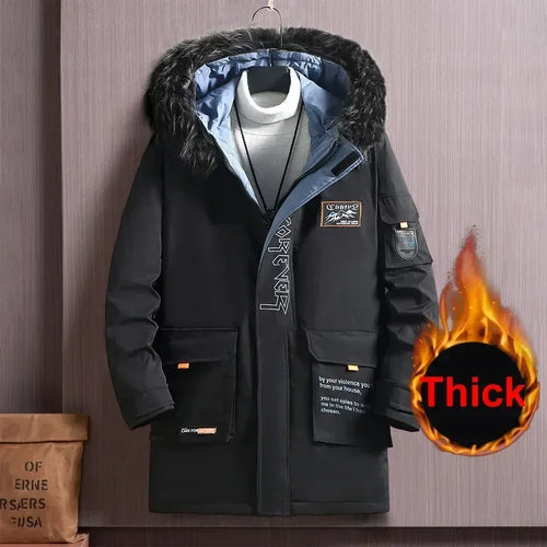 Big Size Clothing Men Winter Jacket Hooded Fleece Warm Long Padding