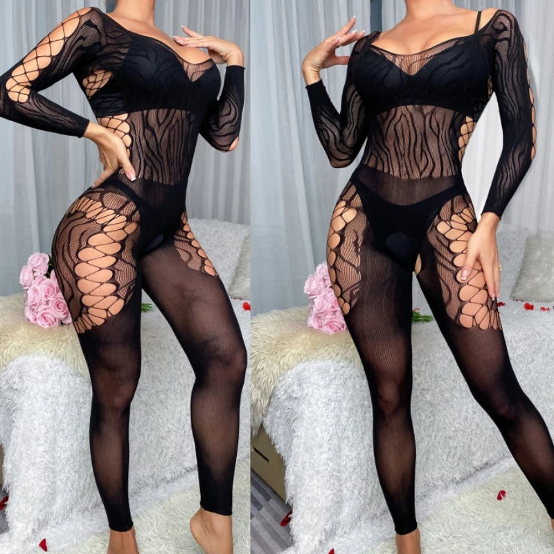 Erotic Lingerie Sexy Mesh Fishnet Bodystockings for Women Open Bra Crotchless Bodysuits Teddies Female Sexy Plus Size Underwear