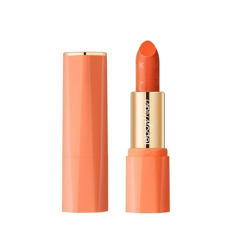 Orange Lipstick Lip Glaze Silky Smooth Matte Lip Gloss Carrot Bright Color Lasting Lip Stick Sexy Women Cosmetics Makeup Product