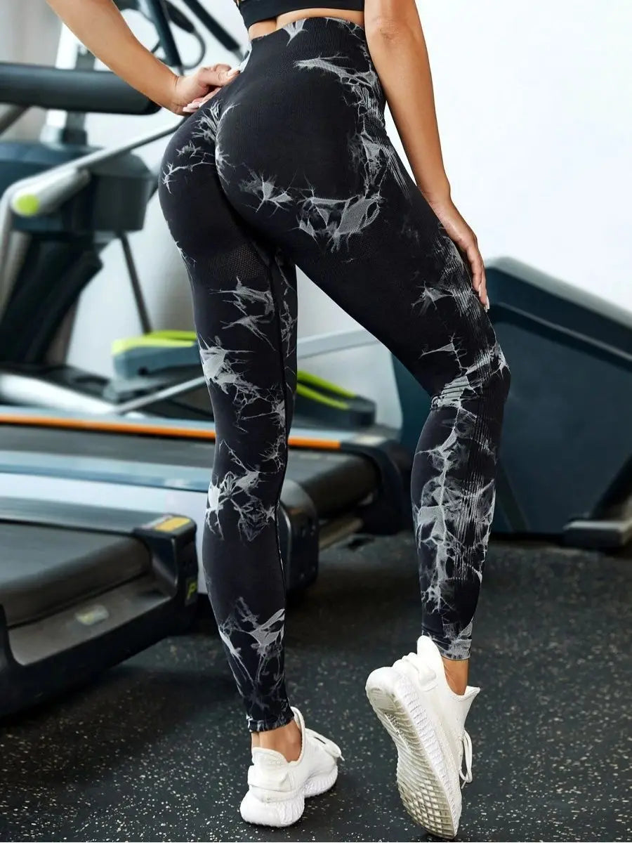 Women Tie Dye Yoga Pants Sports Leggings Seamless High Waist Push Up