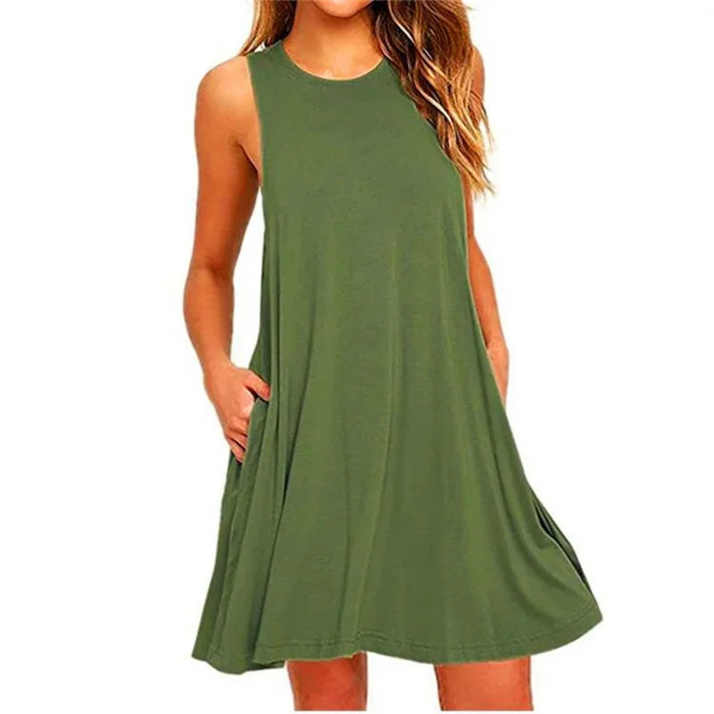 Women's Dress Summer Casual T Shirt Dresses Beach Cover up Plain